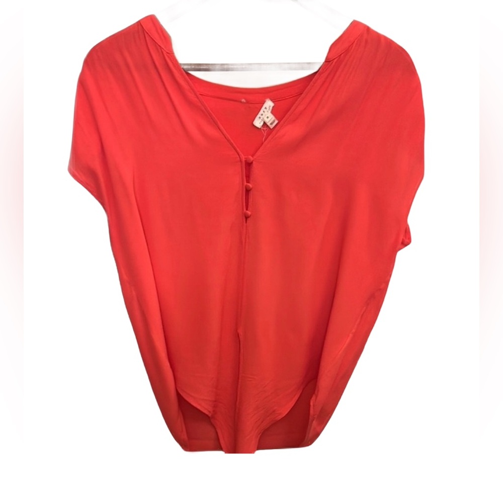 Soft Joie Women's V-Neck Tie Front Coral Top Size S